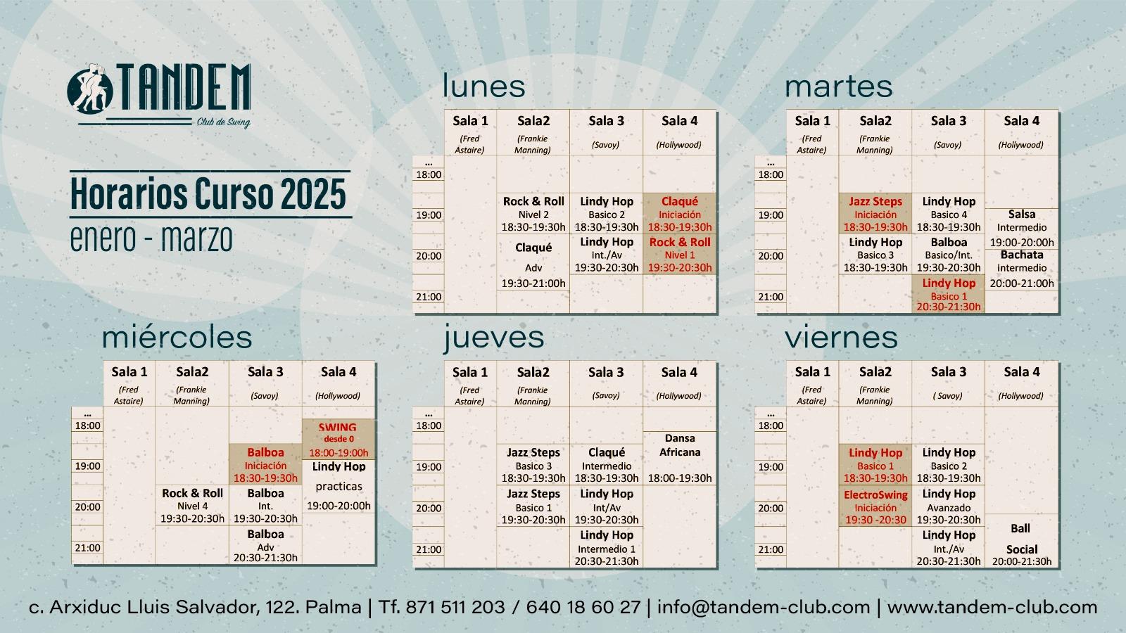 Horarios de Enero a Abril del 2025