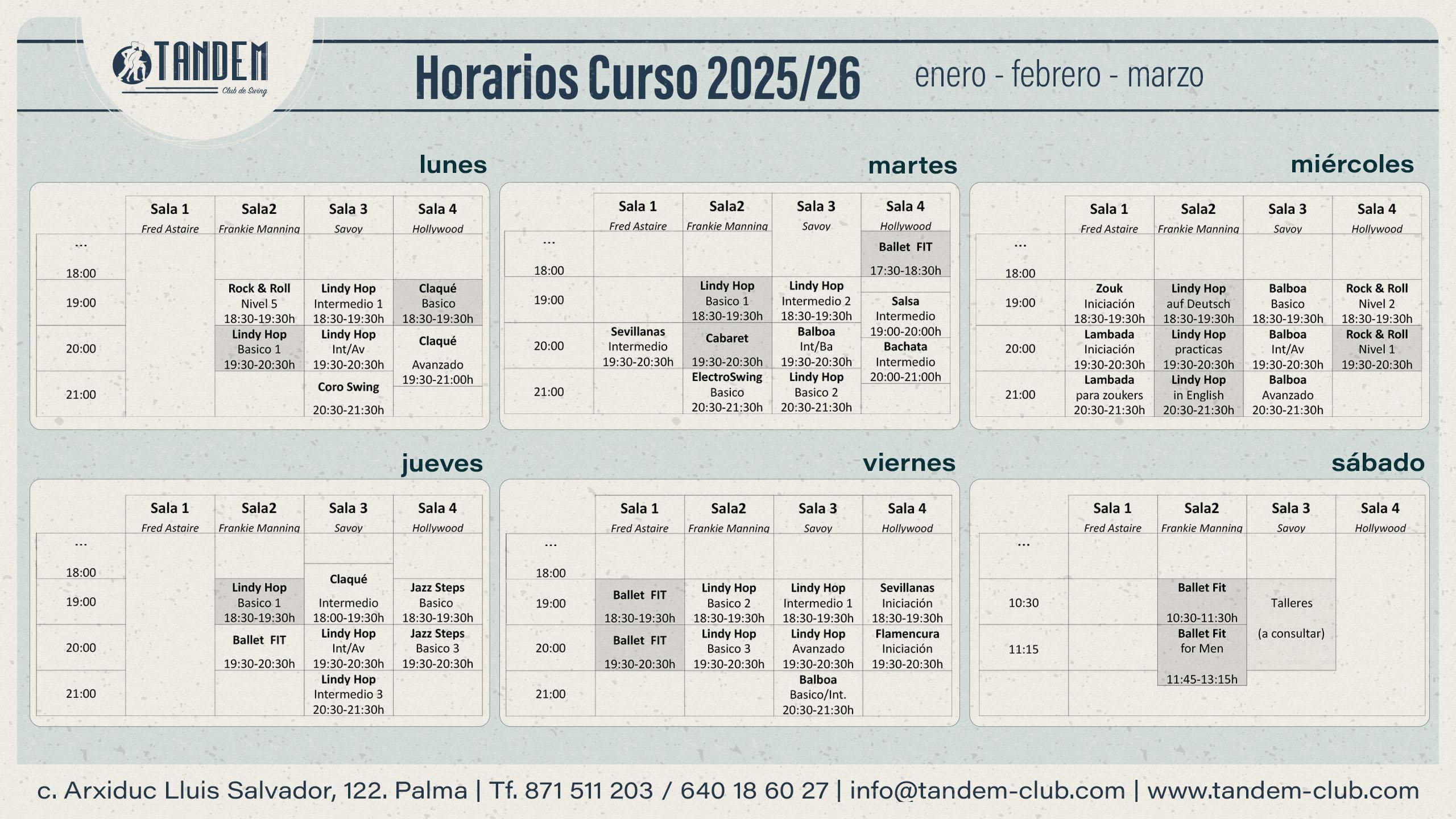Nuevos Horarios - Enero a Marzo de 2026